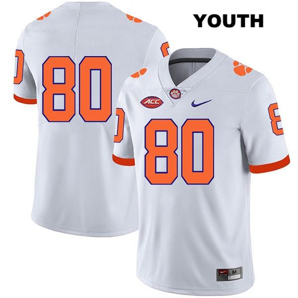 Youth Clemson Tigers #80 Luke Price Stitched White Legend Authentic Nike No Name NCAA College Football Jersey EDT1646IK